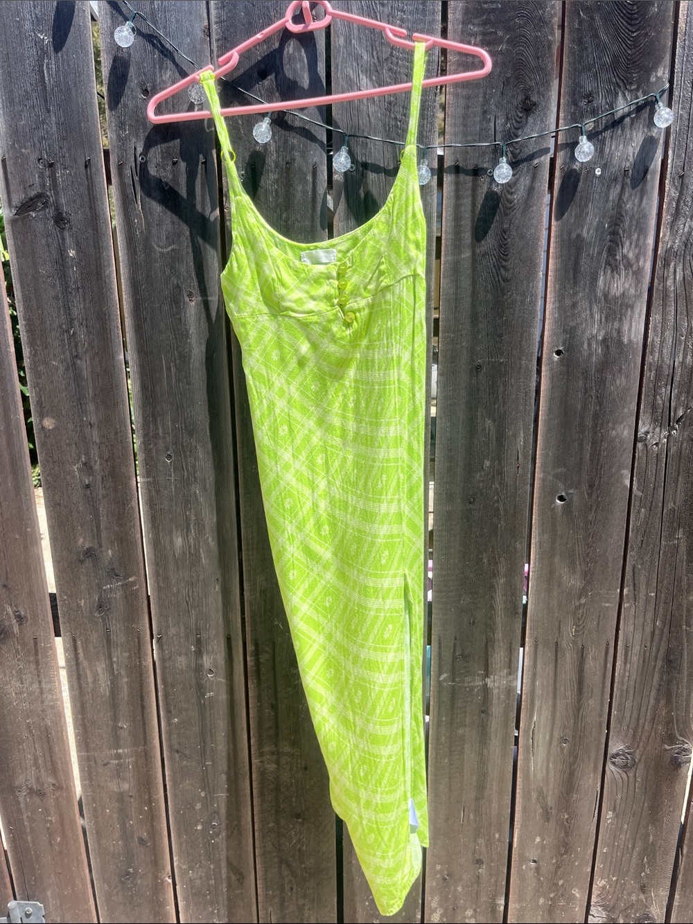 Urban Outfitters Lime Green Printed Slip Dress